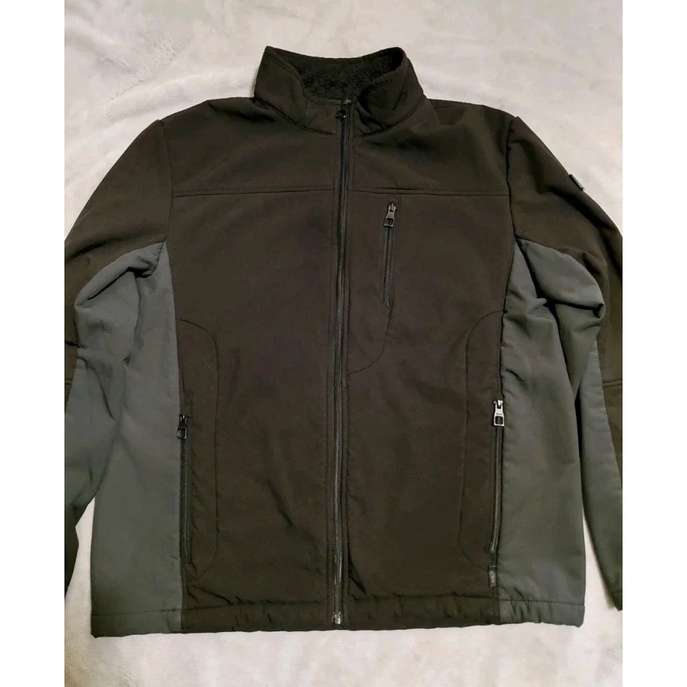 Tumi Tech Mens Grey Insulated FleeceLined Softshell Jacket Coat Zip Size Large